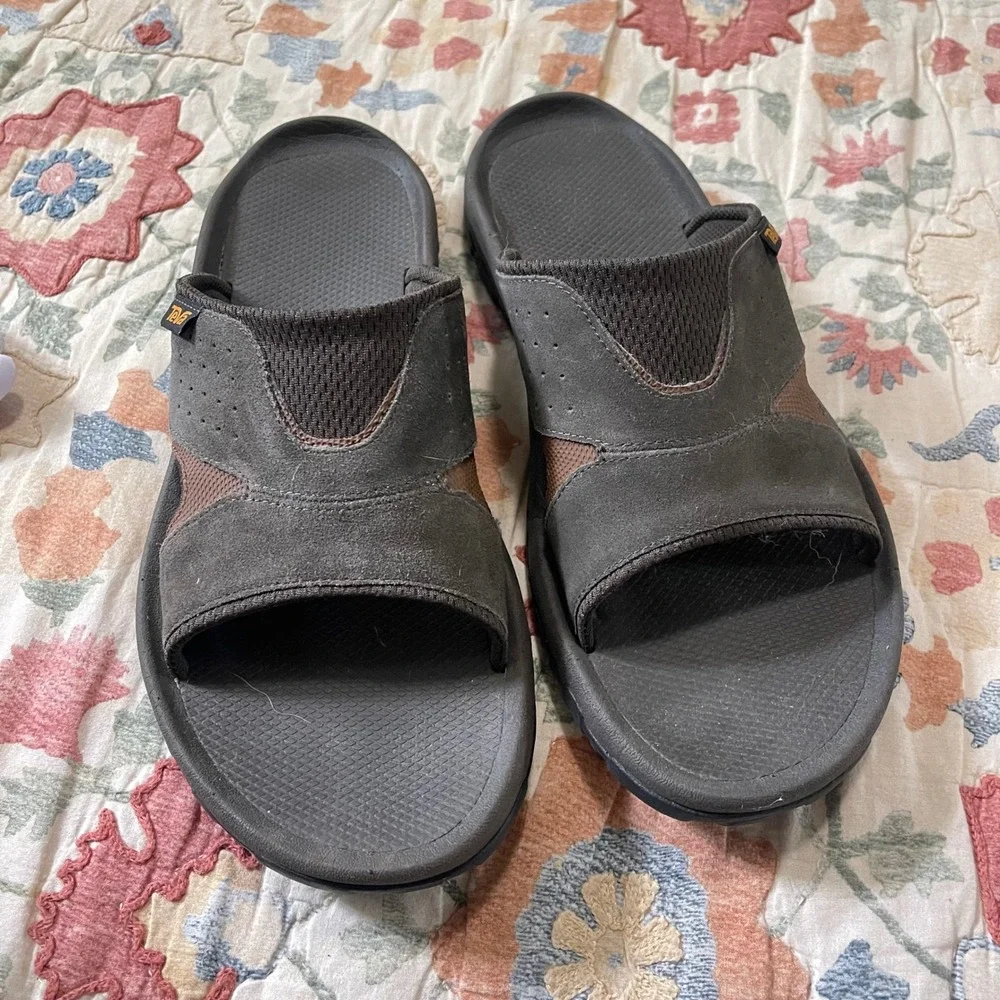 Teva Langdon Slide Sandal Black Brown Men's Size 12 Shoes Beach Pool Gym Water